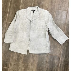 Eileen Fisher Blazer Linen Metallic Open Front Jacket Shiny Size Petite Small